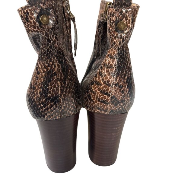 Lucca Lane Brown Snakeskin Print Leather Ankle Boots With Block Heel Size 9Women - Picture 4 of 8